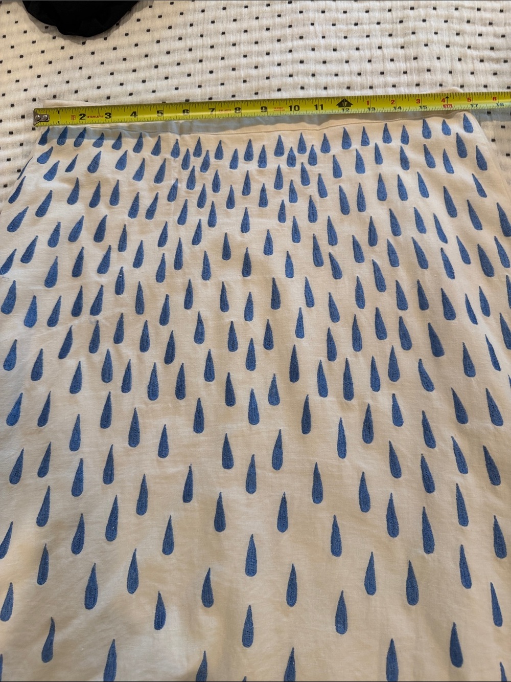 A-Line White Skirt with Blue Teardrop Print - Picture 4 of 5